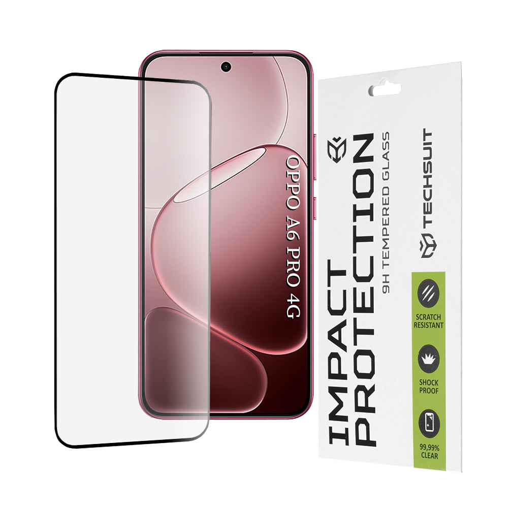 Skärmskydd Techsuit för Oppo A6 Pro 5G / A6 Pro 4G, Härdat Glas, Full Glue, 111D, Svart
