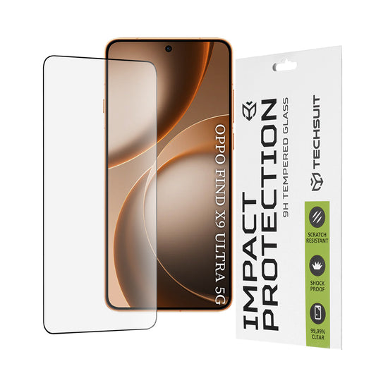 Techsuit skärmskydd för Oppo Find X9 Ultra, härdat glas, full limning, 111D, svart