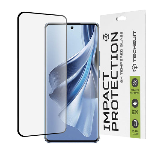 Techsuit Screen Protector Film for Oppo Reno10, Tempered Glass, Full Glue, 111D, Black
