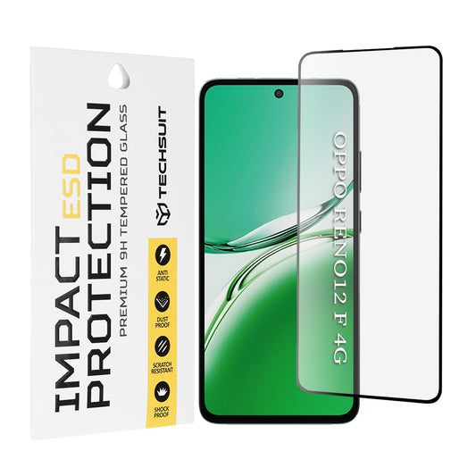 Techsuit skärmskydd för Oppo Reno12 FS 5G / Reno12 FS 4G / Reno12 F 4G / Reno12 F, härdat glas, full limning, svart