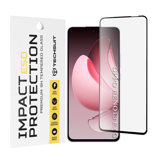 Techsuit skärmskydd för Oppo Reno13 FS 5G / Reno13 F 4G / Reno13 F, härdat glas, full lim, svart