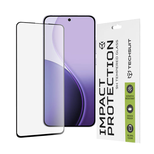 Techsuit skärmskydd för Oppo Reno14 F, härdat glas, full limning, 111D, svart