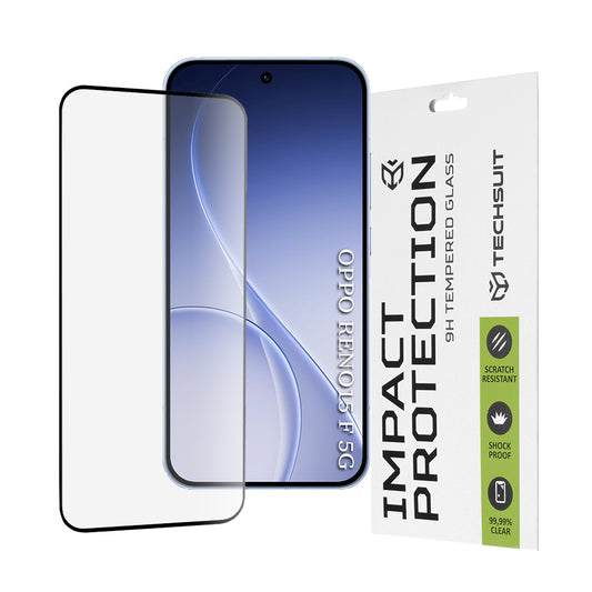 Skärmskydd Techsuit för Oppo Reno15 FS / Reno15 F, Härdat Glas, Full Glue, 111D, Svart