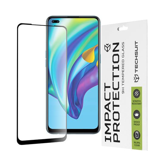 Techsuit skärmskydd för Oppo Reno4 Lite, härdat glas, full limning, 111D, svart