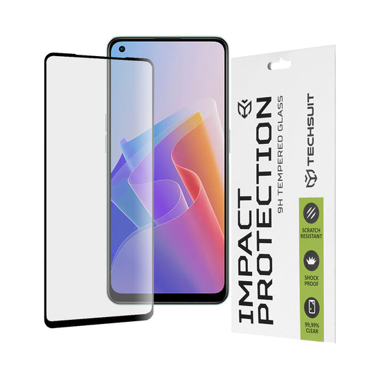 Techsuit skärmskydd för Oppo Reno8 Lite / Reno7 / Reno7 Lite / Oneplus Nord N20 5G, härdat glas, full lim, 111D, svart