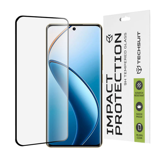 Techsuit skärmskydd för Realme 12 Pro / 12 Pro+, härdat glas, full limning, 111D, svart