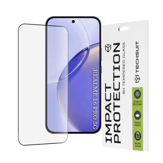 Skärmskydd Techsuit för Realme 16 Pro, Härdat Glas, Full Glue, 111D, Svart