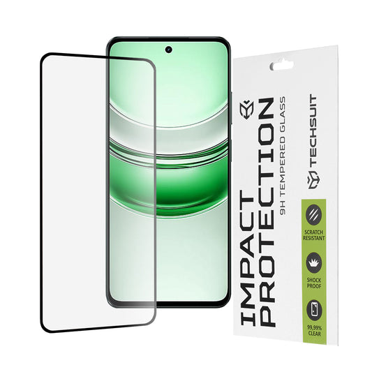 Techsuit skärmskydd för Realme C71, härdat glas, full lim, 111D, svart