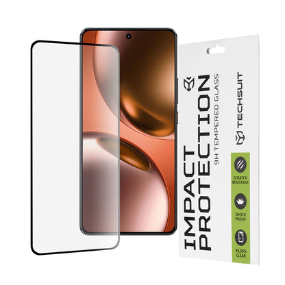 Techsuit skärmskydd för Realme GT 7, härdat glas, full lim, 111D, svart