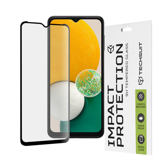 Techsuit skärmskydd för Samsung Galaxy A04 A045 / A04s A047 / A13 5G A136, härdat glas, full limning, 111D, svart