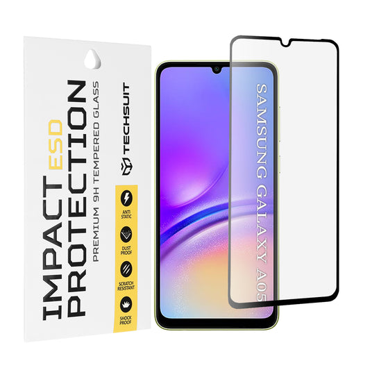 Techsuit skärmskydd för Samsung Galaxy A05 A055, härdat glas, full lim, svart