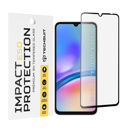 Techsuit skärmskydd för Samsung Galaxy A05s A057, härdat glas, full lim, svart