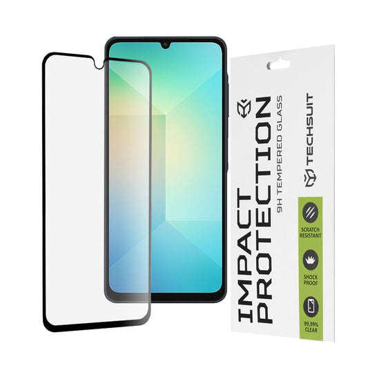 Techsuit skärmskydd för Samsung Galaxy A06 A065, härdat glas, full limning, 111D, svart