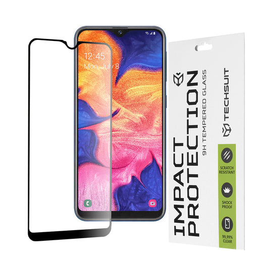 Techsuit skärmskydd för Samsung Galaxy A10e A102 / A20e A202, härdat glas, full lim, 111D, svart