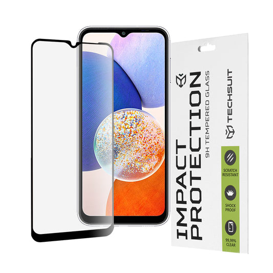 Techsuit skärmskydd för Samsung Galaxy A14 A145 / A14 5G A146, härdat glas, full limning, 111D, svart