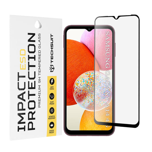 Techsuit skärmskydd för Samsung Galaxy A14 A145 / A14 5G A146, härdat glas, full lim, svart