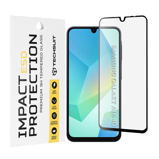 Techsuit skärmskydd för Samsung Galaxy A17 4G / A17 5G / A16 5G A166 / A16 4G A165, härdat glas, full limning, svart