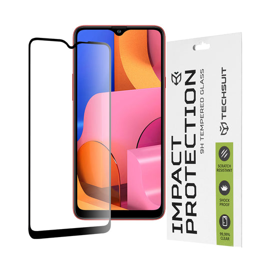 Techsuit skärmskydd för Samsung Galaxy A20s A207, härdat glas, full limning, 111D, svart