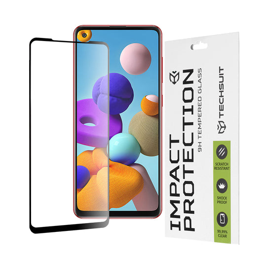 Techsuit skärmskydd för Samsung Galaxy A21s A217 / A21 A215, härdat glas, full lim, 111D, svart