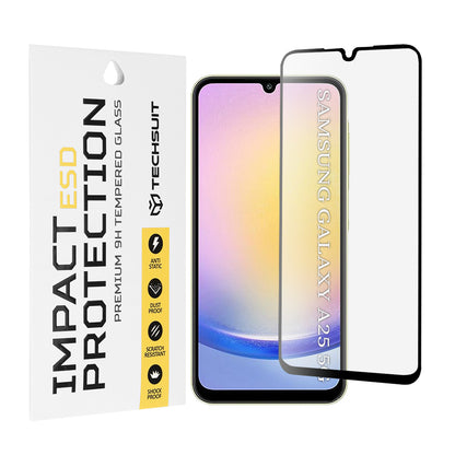 Techsuit skärmskydd för Samsung Galaxy A25 A256, härdat glas, full lim, svart