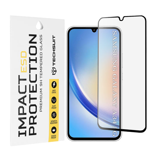 Techsuit skärmskydd för Samsung Galaxy A34 A346, härdat glas, full lim, svart