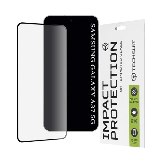 Skärmskydd Techsuit för Samsung Galaxy A37 5G, Härdat Glas, Full Glue, 111D, Svart