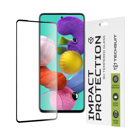 Techsuit skärmskydd för Samsung Galaxy A51 5G A516 / A51 A515, härdat glas, full lim, 111D, svart