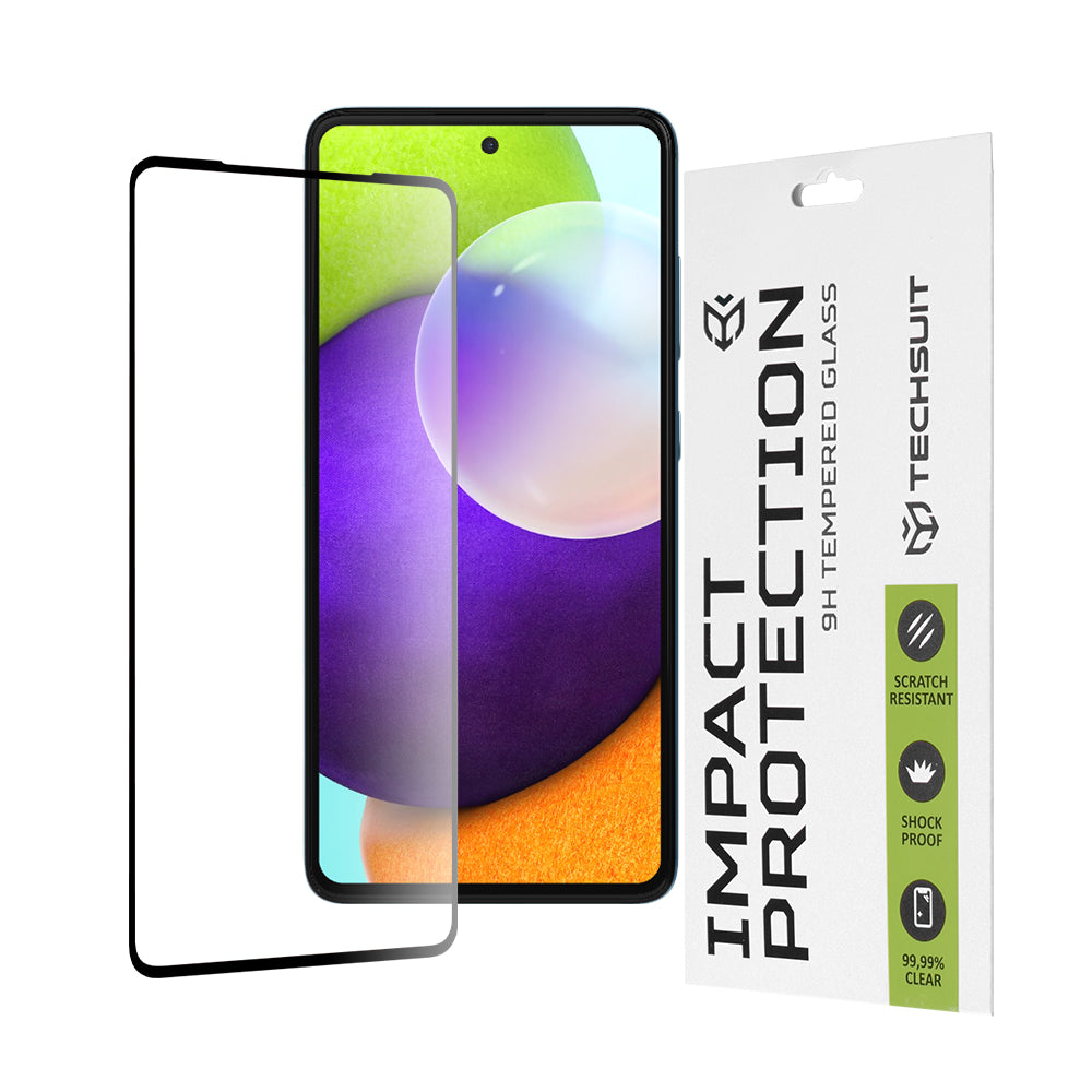 Techsuit skärmskydd för Samsung Galaxy A52s 5G A528 / A52 5G A526 / A52 A525, härdat glas, full limning, 111D, svart