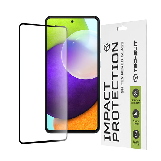 Techsuit skärmskydd för Samsung Galaxy A52s 5G A528 / A52 5G A526 / A52 A525, härdat glas, full limning, 111D, svart
