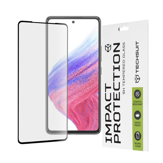 Techsuit skärmskydd för Samsung Galaxy A53 5G A536, härdat glas, full limning, 111D, svart