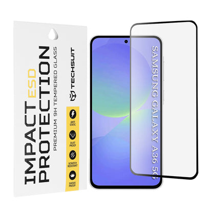 Techsuit skärmskydd för Samsung Galaxy A56 A566 / A36 A366, härdat glas, full lim, svart