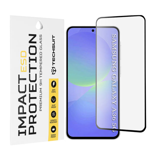 Techsuit skärmskydd för Samsung Galaxy A56 A566 / A36 A366, härdat glas, full lim, svart