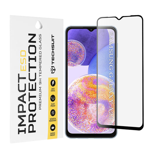 Techsuit skärmskydd för Samsung Galaxy M13 M135 / F13 E135 / A23 5G A236 / A23 A235 / M23 M236, härdat glas, full lim, svart