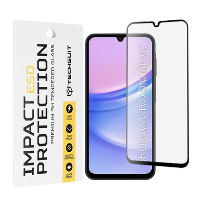 Techsuit skärmskydd för Samsung Galaxy M15 / A15 5G A156 / A15 A155, härdat glas, full lim, svart
