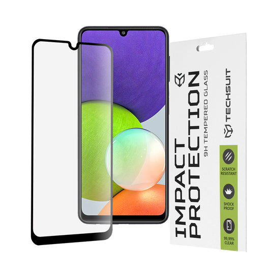 Techsuit skärmskydd för Samsung Galaxy M22 M225 / A22 A225, härdat glas, full limning, 111D, svart