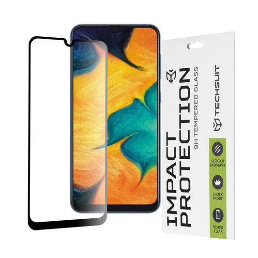 Techsuit skärmskydd för Samsung Galaxy M31 M315 / M21 M215 / A50s A507 / A30s A307, härdat glas, full limning, 111D, svart