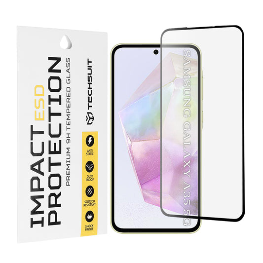 Techsuit skärmskydd för Samsung Galaxy M35 / A55 5G A556 / A35 5G A356, härdat glas, full lim, svart