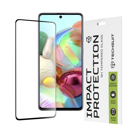 Techsuit skärmskydd för Samsung Galaxy M51 M515 / A71 5G A716 / Note10 Lite N770, härdat glas, full limning, 111D, svart