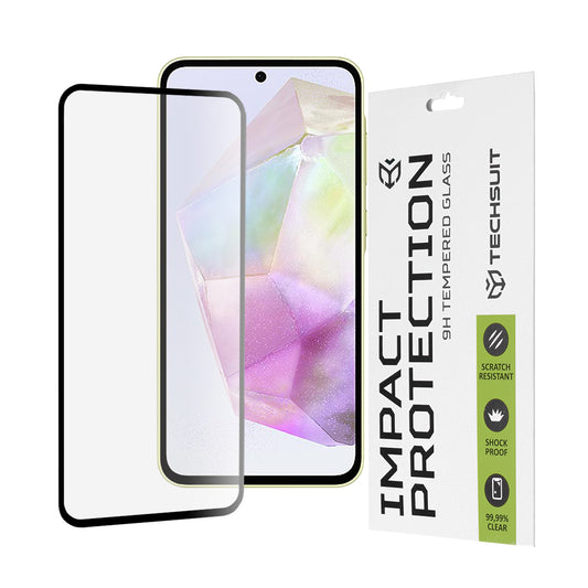 Techsuit skärmskydd för Samsung Galaxy M56 M566 / M35 / A55 5G A556 / A35 5G A356, härdat glas, full limning, 111D, svart