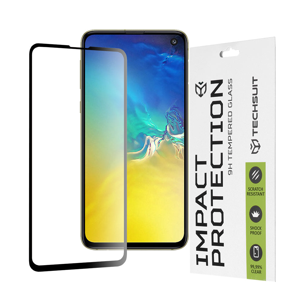 Techsuit skärmskydd för Samsung Galaxy S10e G970, härdat glas, full limning, 111D, svart