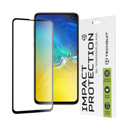 Techsuit skärmskydd för Samsung Galaxy S10e G970, härdat glas, full limning, 111D, svart