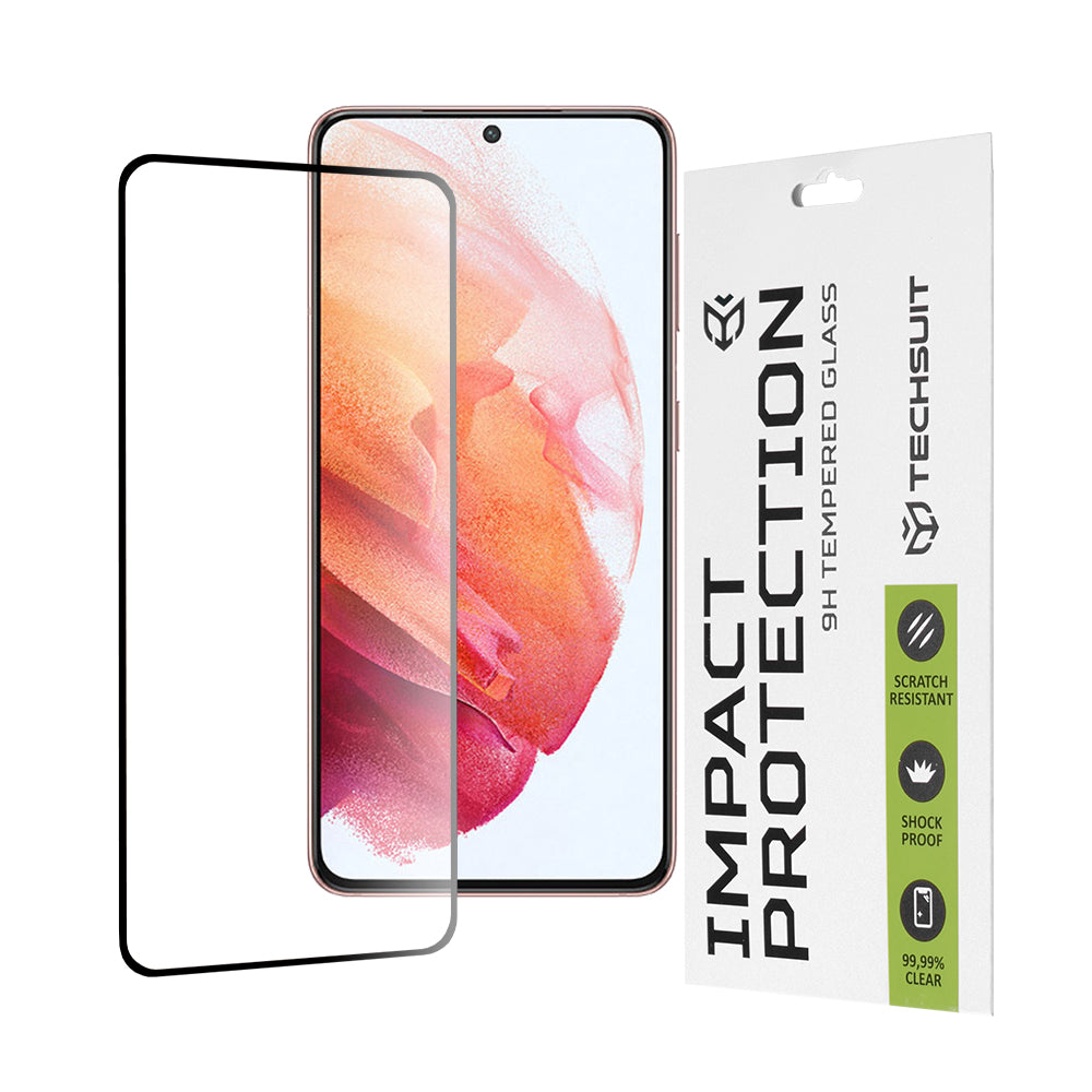 Techsuit skärmskydd för Samsung Galaxy S21 5G G991, härdat glas, full lim, 111D, svart