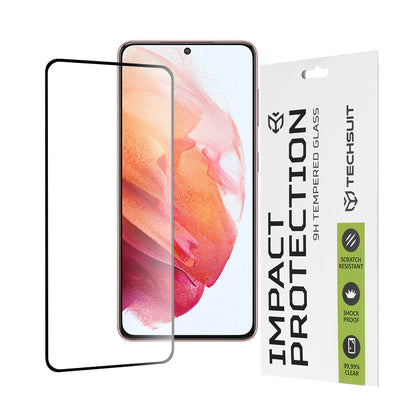Techsuit skärmskydd för Samsung Galaxy S21 5G G991, härdat glas, full lim, 111D, svart