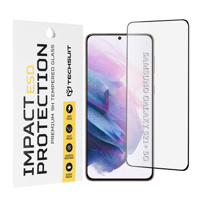 Techsuit skärmskydd för Samsung Galaxy S21+ 5G G996, härdat glas, full lim, svart