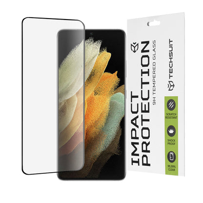 Techsuit skärmskydd för Samsung Galaxy S21 Ultra 5G G998, härdat glas, full lim, 111D, svart