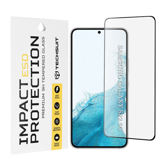 Techsuit skärmskydd för Samsung Galaxy S23 S911 / S22 5G S901, härdat glas, full lim, svart