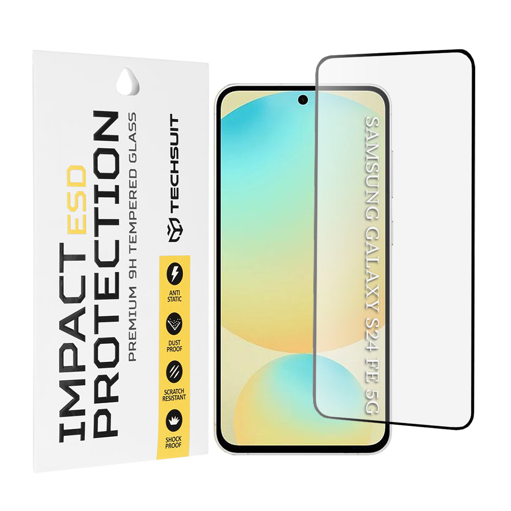 Techsuit skärmskydd för Samsung Galaxy S24 FE S721, härdat glas, full lim, svart