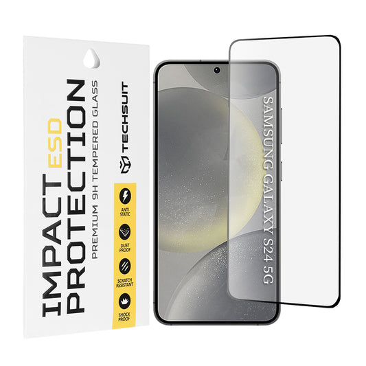 Techsuit skärmskydd för Samsung Galaxy S24 S921, härdat glas, full lim, svart