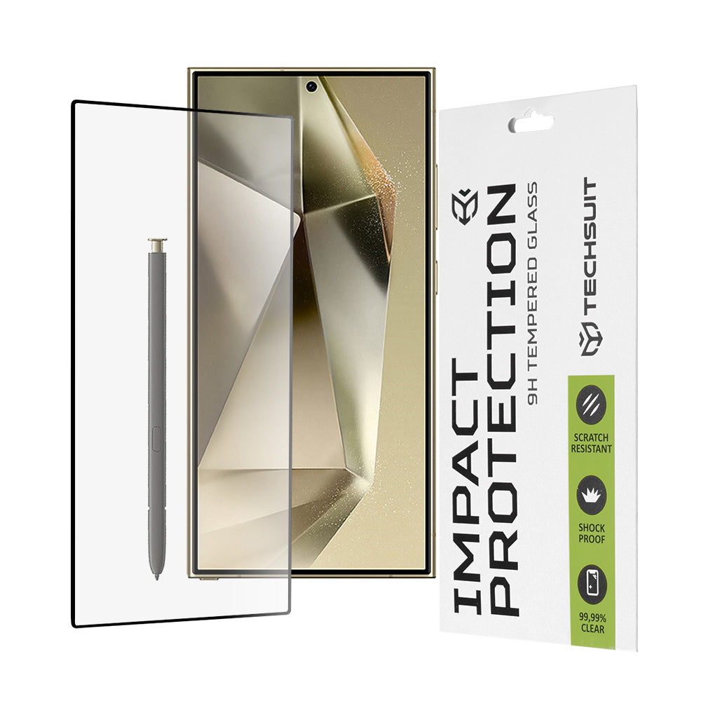 Techsuit skärmskydd för Samsung Galaxy S24 Ultra S928, härdat glas, full lim, 111D, svart