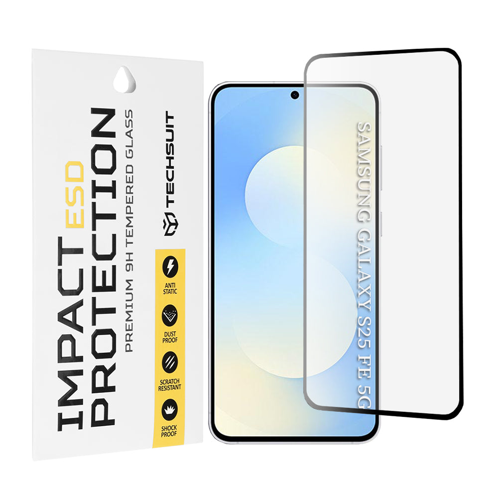 Techsuit skärmskydd för Samsung Galaxy S25 FE, härdat glas, full lim, svart